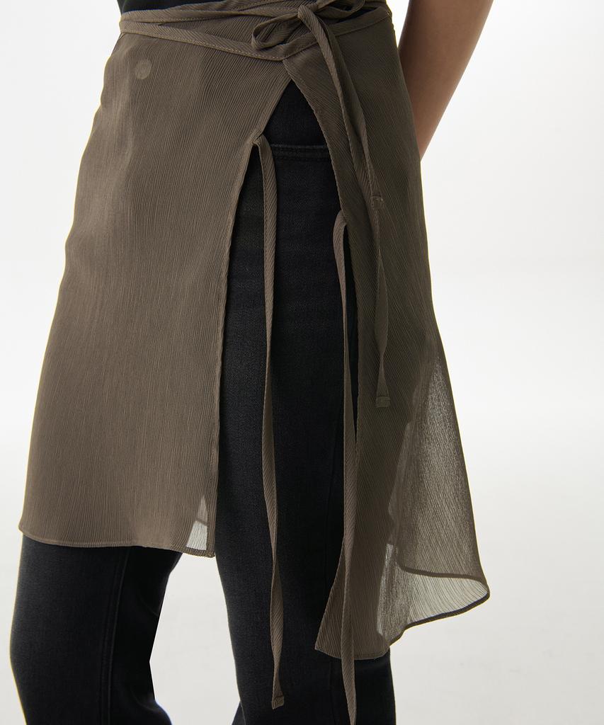 Musinsa Standard Woman Women'S Sheer Crinkle Layered Wrap Skirt_Short [Khaki Brown]