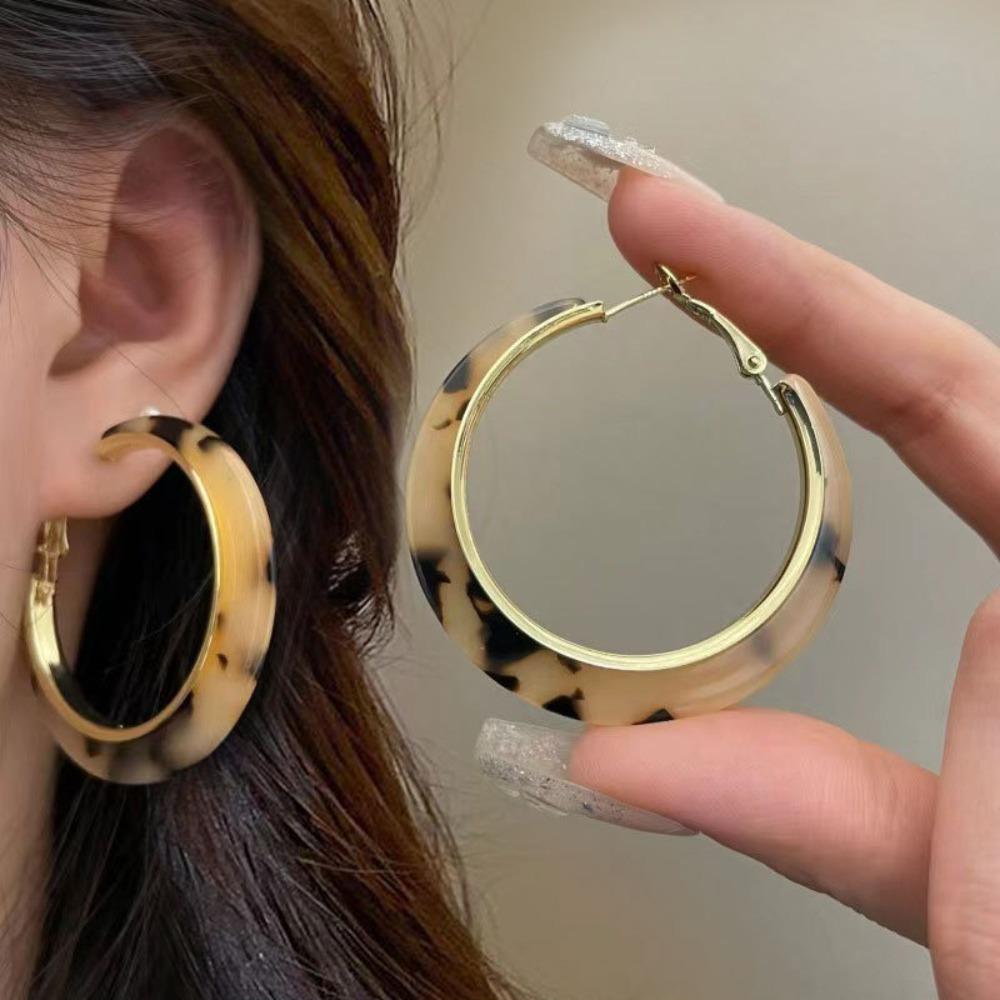 Exaggerated Personality Geometry Big Circle Leopard Print Hoop Earrings for Women Trendy Piercing Erarring Jewelry Gifts