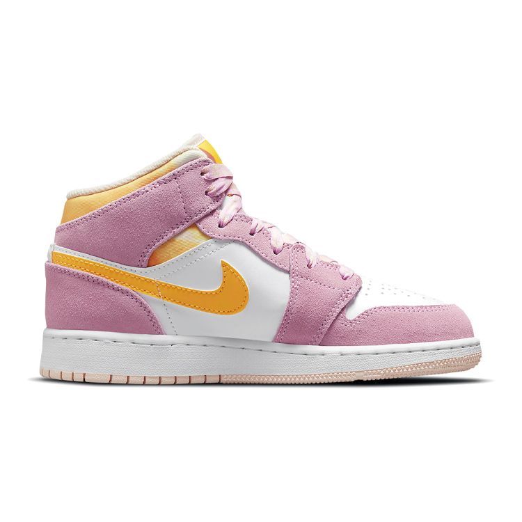 Air Jordan 1 Mid SE GS Arctic Pink Kids Sneakers Light-Arctic-Pink University-Gold White DC9517-600
