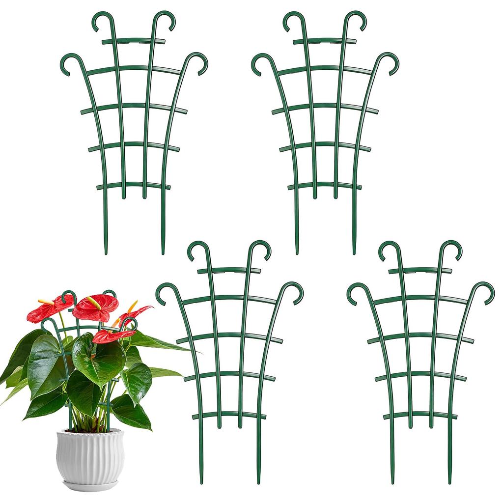 4 Pack Trellis for Potted Plants, Stackable Small Plant Trellis for Indoor Climbing Plants, Potted Plant Trellis for Houseplants, Mini Plastic Garden