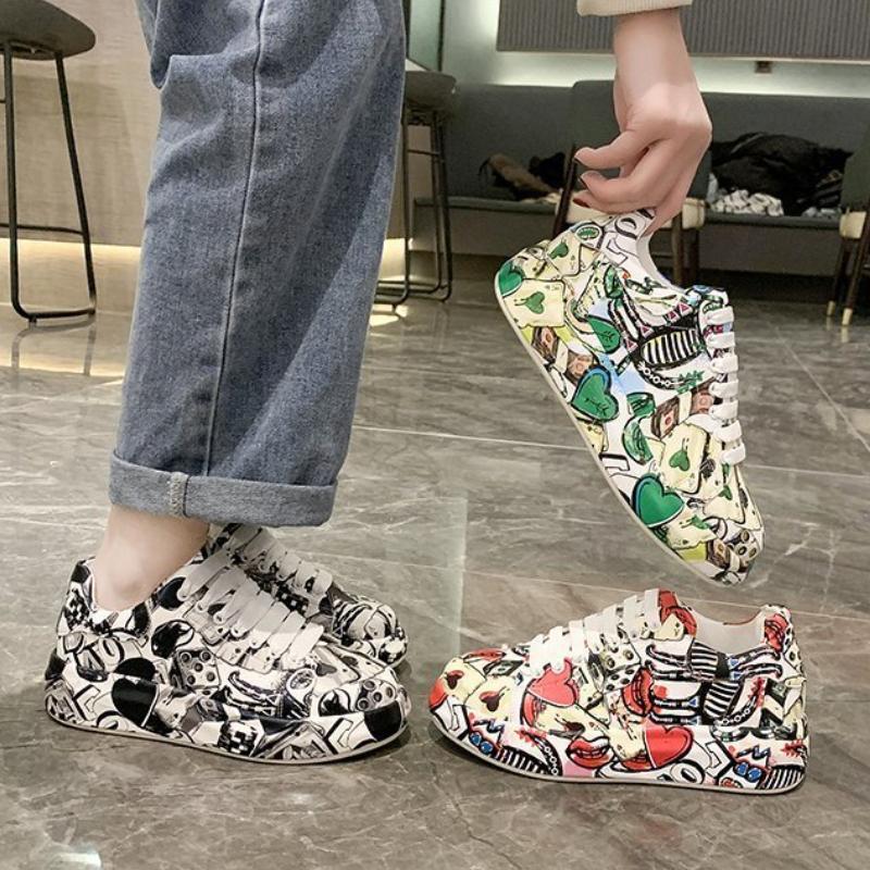 European and American Sports Shoes 2024 Autumn New Round Toe Thick Sole Tie Up Sports Casual Women's Shoes Zapatos De Mujer Traf