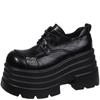 Women's Leather Sneakers New 2025 Spring High Platform Lace-up Casual Shoes Thick Sole 10CM Heels Walking Shoes Zapatos Mujer