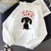 Niedlicher Dackel Hund Liebe Cartoon Print Plus Size Hoodie Damen Sweatshirts Harajuku Kawaii Winter Warme weibliche Pullover Streetwear