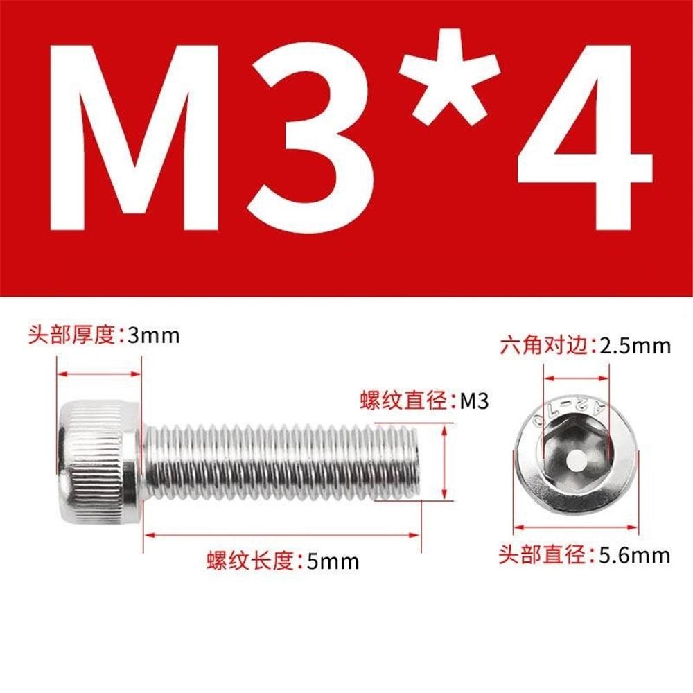 50 Pcs M3 x 8 mm hexagon socket screws, 304 stainless steel hexagon socket drive machine screws