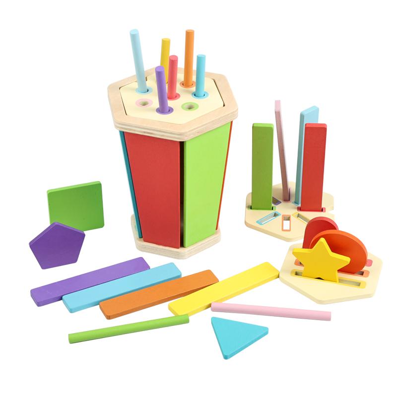 Non-Toxic Children'S Wooden Color Shape Classification Cup Geometric Cognition Pairinging Game Teaching Aid Educational Toys For Kids