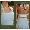 Womens Sporty Halter Neck Tennis Dress With Built-in Bra Pad Colorblock Bow Detail Activewear Running Yoga