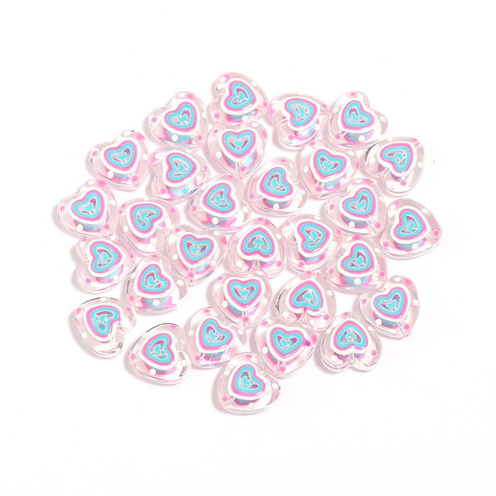 5pcs Lampwork Heart Beads 12mm Colorful Hand Painted Glass Loose Beads For Jewelry Making DIY Necklace Phone Chain Accessories