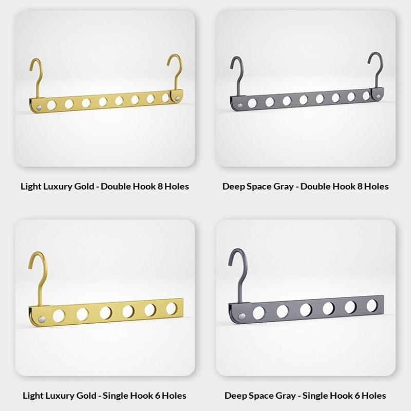 8 Hole Aluminum Alloy Clothes Hanger Space Saving Foldable Pants Hanger Magic Seamless Multiplayer Closet Organizer
