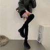 2025 Autumn Winter Korean Style Over-the-Knee Slimming Boots for Petite Women Thick Sole Knight-Inspired Slimming Long Boots