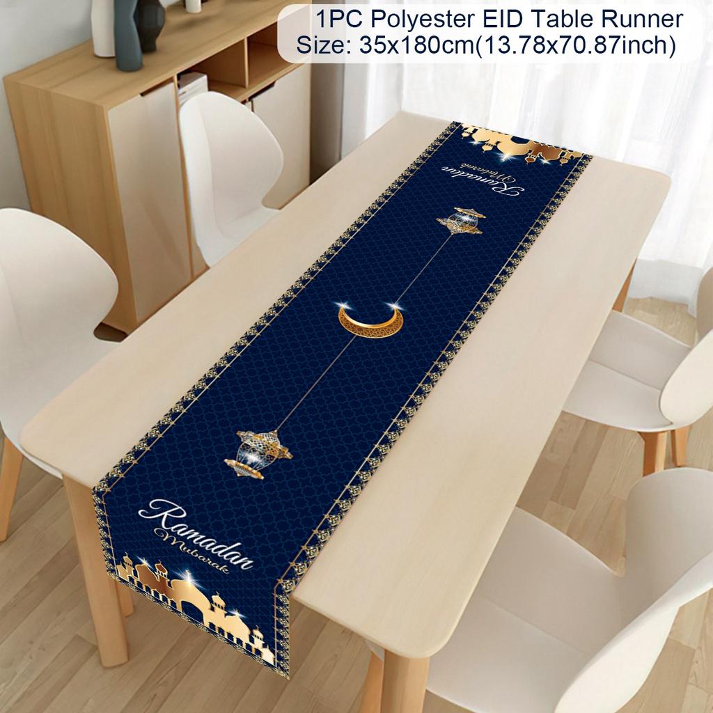 Ramadan Decor Table Runner EID Mubarak Decoration 2024 For Home Tablecloth Ramadan Kareem Islamic Muslim Party Eid Al Adha Gifts