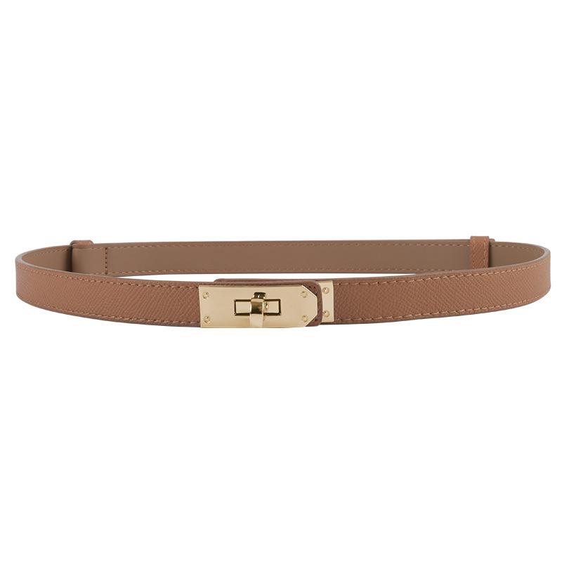 Ladies Belt, Double-Sided Leather High-Quality Waistband Thin Belt With Dress Decoration H Home Double Cowhide Belt Women