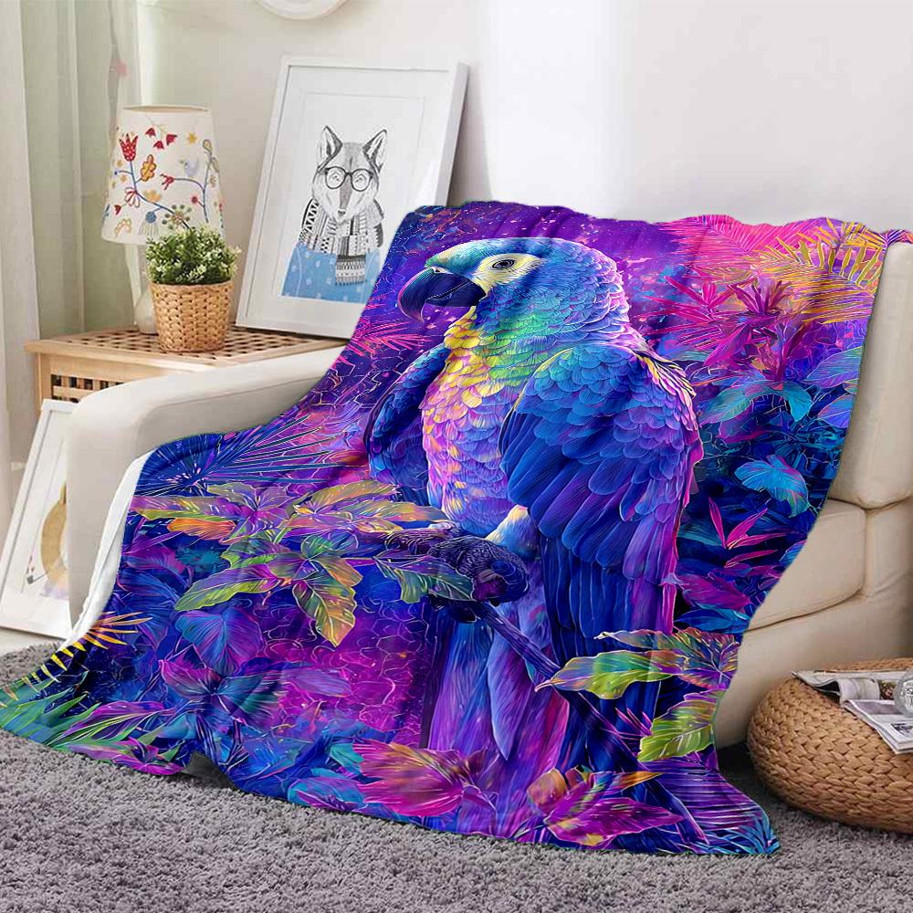1pc Parrot Jungle Blanket, Lightweight Flannel Throw Blanket for Sofa, Bed, Travel, Camping, Living Room, Office, Couch, Chair, and Bed