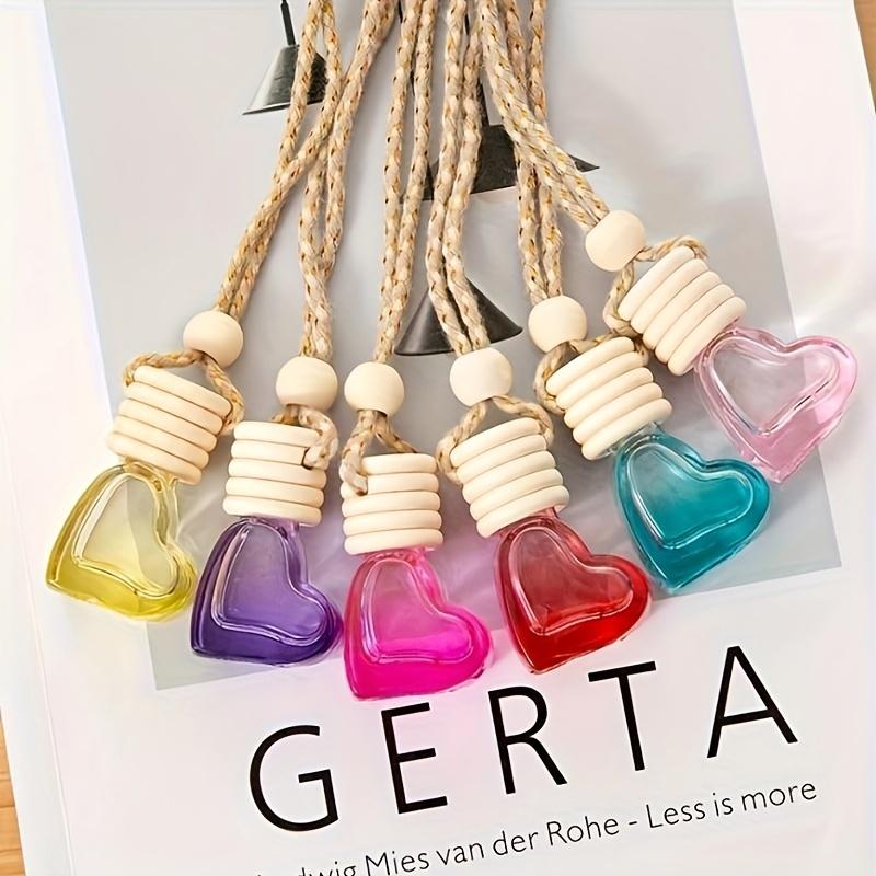 0.2oz Car Aromatherapy Pendant Bottle Heart Design Empty Clear Diffuser Bottle Refillable Essential Oil Hanging Ornament Gift