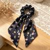 Women Hair Tie Floral Print Long Ribbon Chiffon Fabric Hair Rope Bun Half-Tied Hairstyles Ponytail Holder Hair Accessory