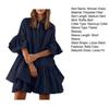 Summer Casual Loose Swing Dress for Women Babydoll Tiered Ruffle Sleeve Pleated Mini Mid-Length Dress Daily Life Beach Parties