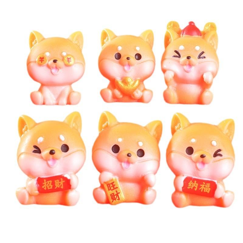 New Year's Cute Cartoon Lucky Dog Desktop Decoration Car Center Console Puppy Resin Handicraft
