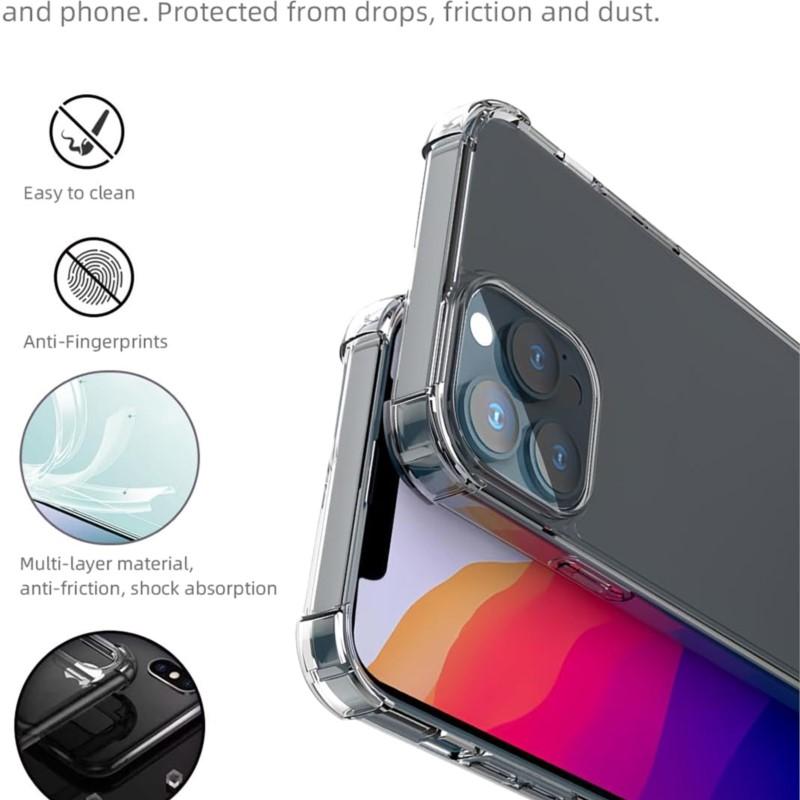 Plain Airbag Shockproof Transparent Silicone Case For iPhone 16 17 15 14 Plus 13 12 Mini 11 Pro Max 16e Ultra Thin Clear Cover