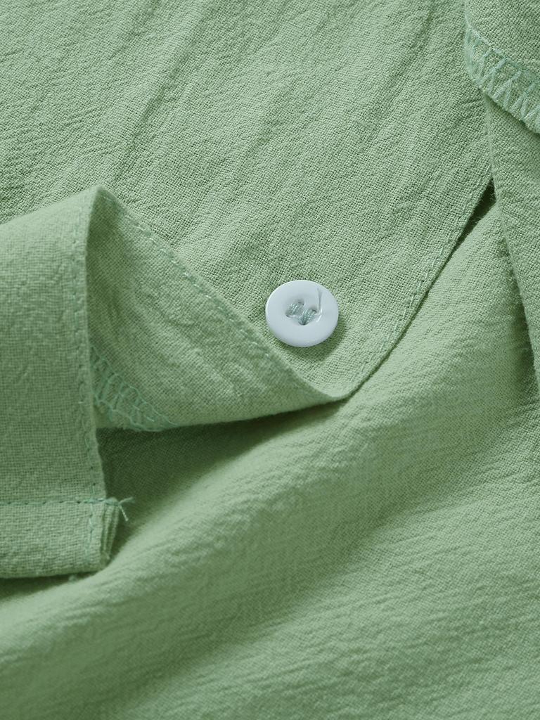 Linen Plus Size Men's Short Sleeve Button-Up Cardigan 