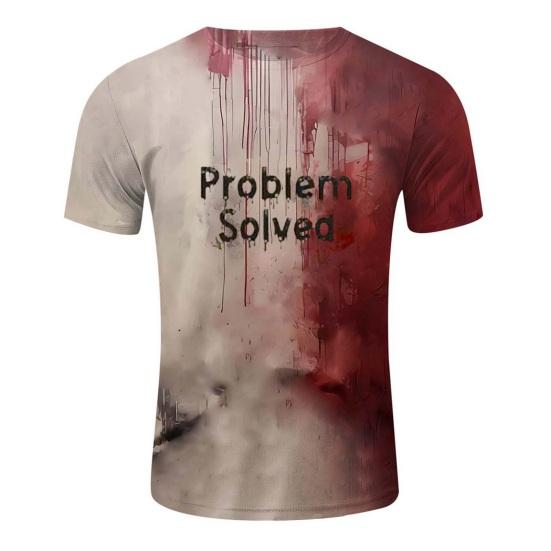 Kids Halloween T-shirt Blood Stain Print Tee Shirt Spooky Crew Neck Short Sleeve T-shirt for Horror Themed Party Costume Street Wear