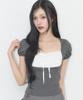 ILLIGO Rosie Lace Square Neck Tea Charcoal