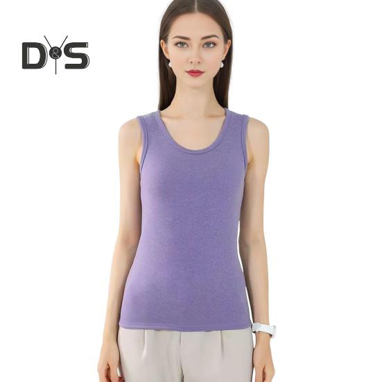 Winter Women Thermal Vest Seamless Velvet Fast Temperature Lock Round Neck Slim Fit Elastic Sleeveless Inner Wear Bottoming Tank Top