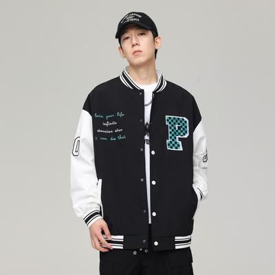 Uniformes de beisebol americanos para homens e mulheres, nova marca da moda de primavera e outono, jaquetas casuais soltas e versáteis com blocos de cor