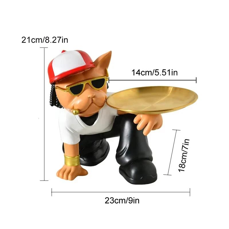

Смола Французский бульдог Фигурка Статуэтка Держатель для ключей Конфетница Поднос Чаша Домашний Декор для прихожей Скульптура Обеденный Офисный стол белый