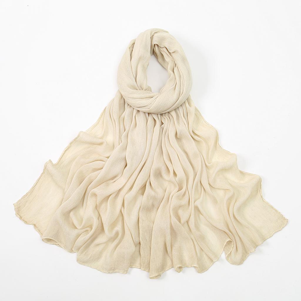 New Muslim Woman Solid Hijabs Scarf Ramadan Soft Rayon Cotton Wrinkle Shawl Islam Turban Ramadan Headband Foulard 180*80Cm