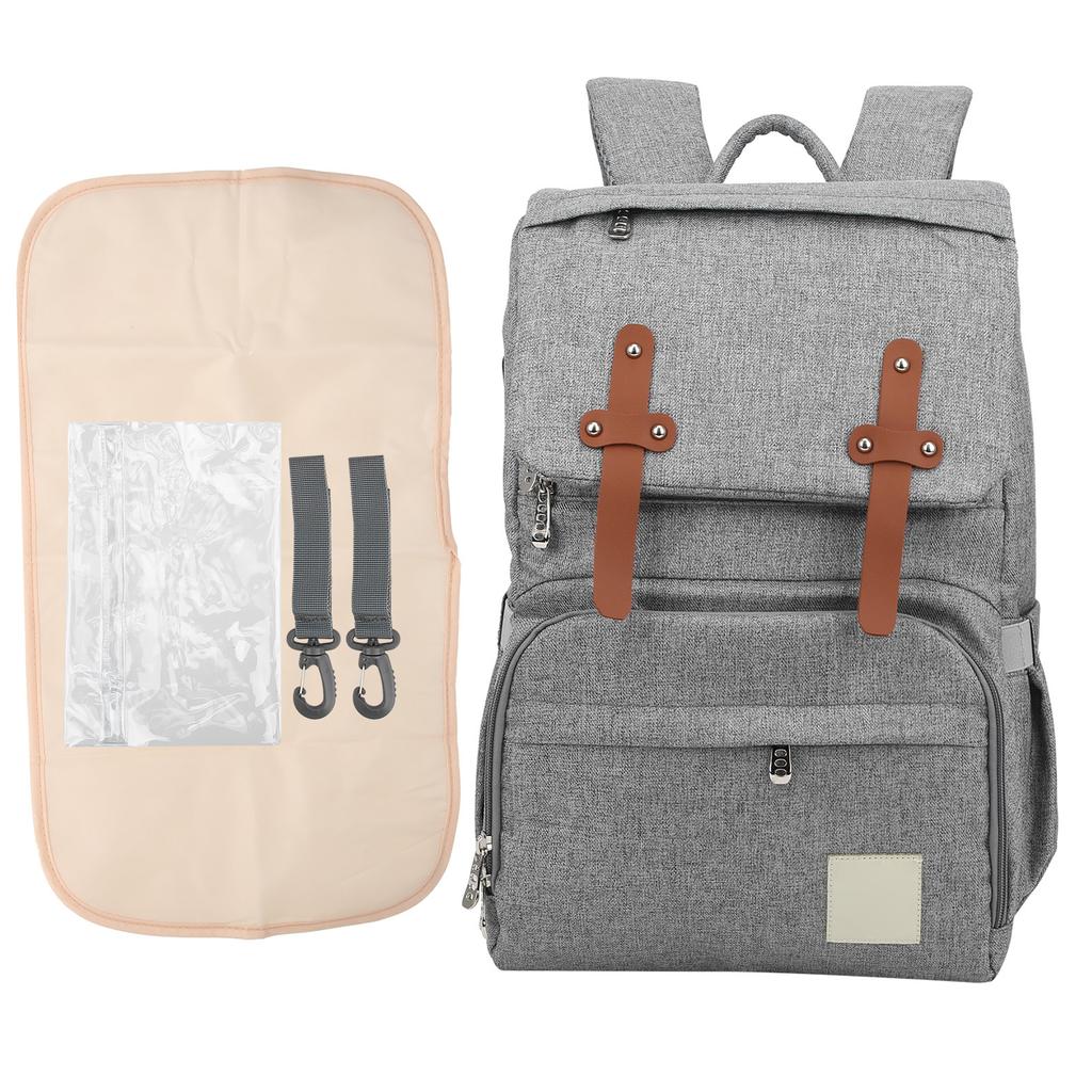 Mommy Bakcpack Waterproof Maternity Nappy Bag Large Capacity Stroller Hanging BagGray