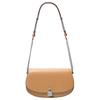 Solid Simple Leather Saddle Bag With Silver Lock Decoration Women Shoulder Bag Beige 35T5SIMM8L-PEANUT