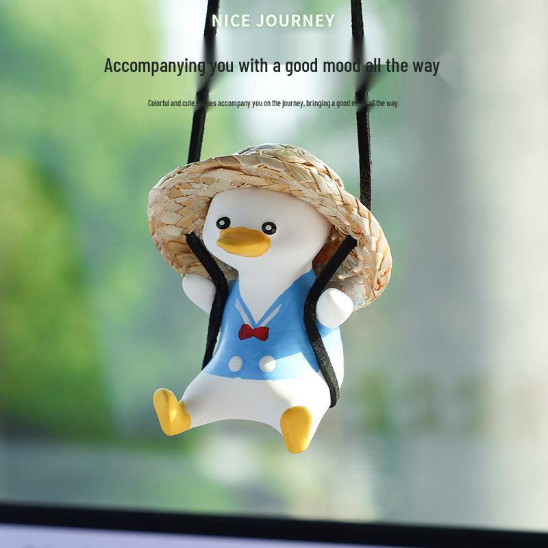 Car-Mounted Swing Duck Pendant - Trendy Yellow Cartoon Decor