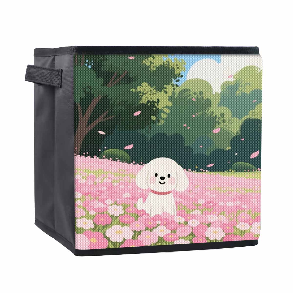 

The Little Dog in The Flower Bed 5D Diamond Painting Storage Basket Full Round Drill Mosaic Diamond Embroidery Cross Stitch Kits Home Decor Home Decor 25cmx25cm