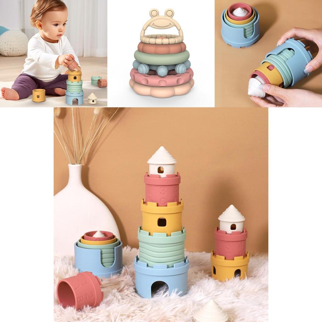 Montessori Stacking Toy For Children Silicone Sensory Development Educational Playset