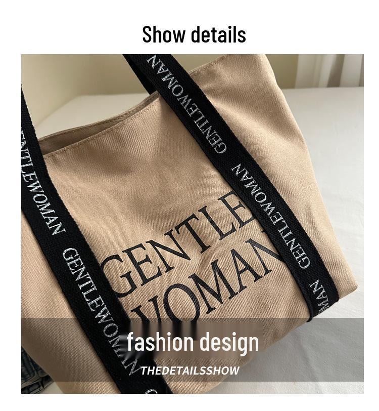Large Capacity Canvas Tote Bag - Fashionable Japanese Korean Style, Single Shoulder, Handheld.