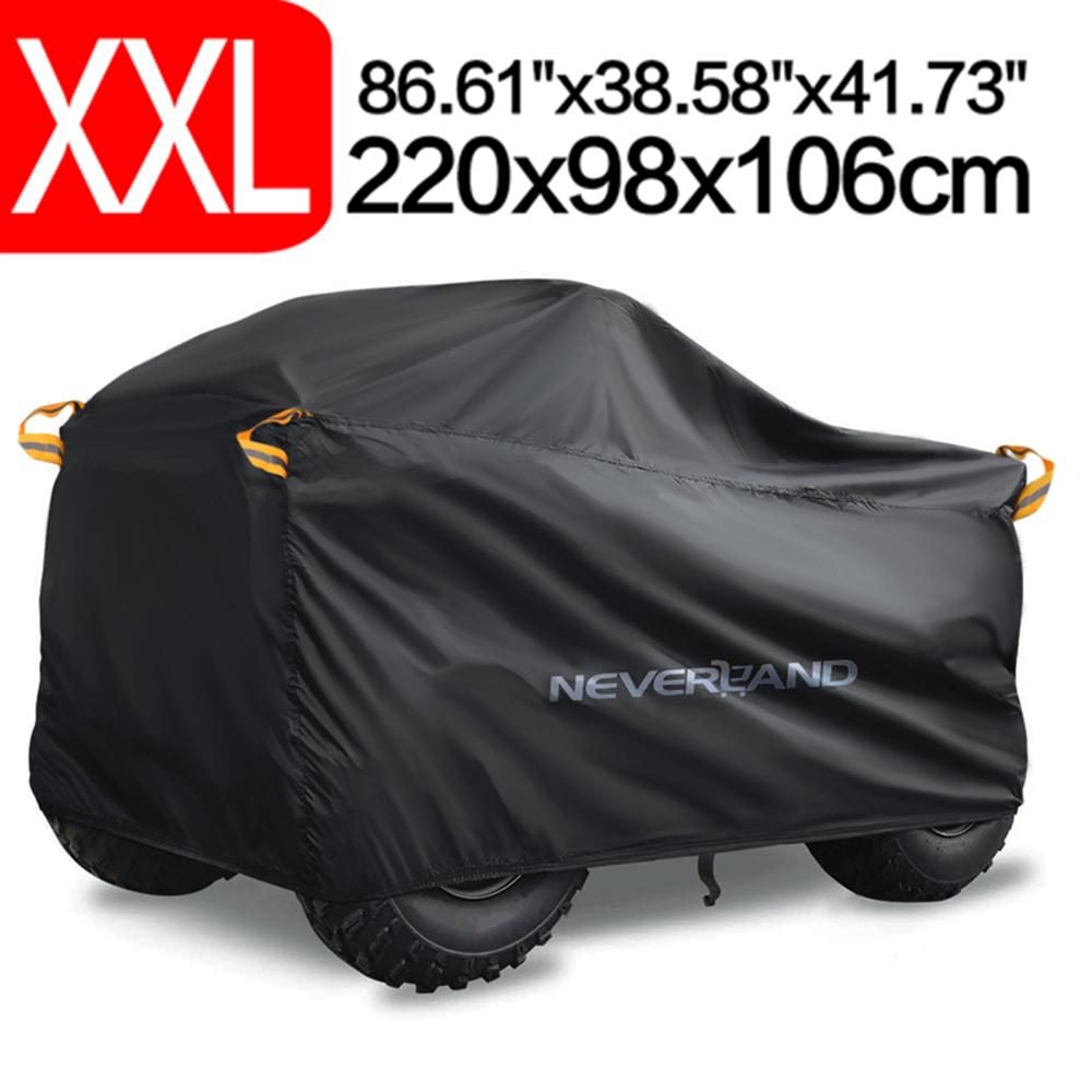 Quad Bike ATV Cover Universal 190T Waterproof Motorcycle Vehicle Scooter Kart Motorbike Resistant Dust UV Protector Black Silver