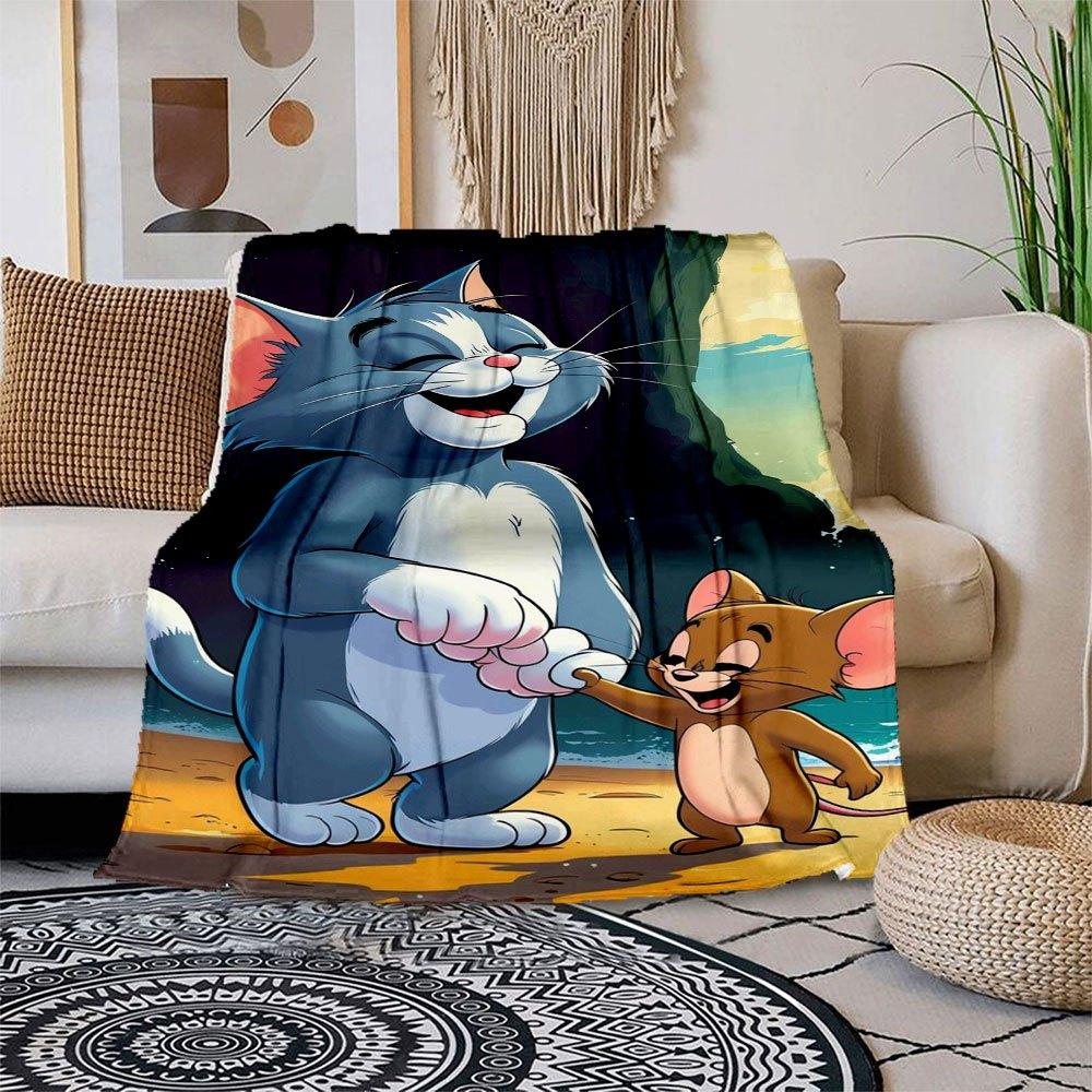 

Tom & Jerry Adventure: Classic Cartoon Characters Phone Case Cover Blanket Flannel Throw Blanket for Sofa, Bed, Travel, Camping, Office 100x150cm