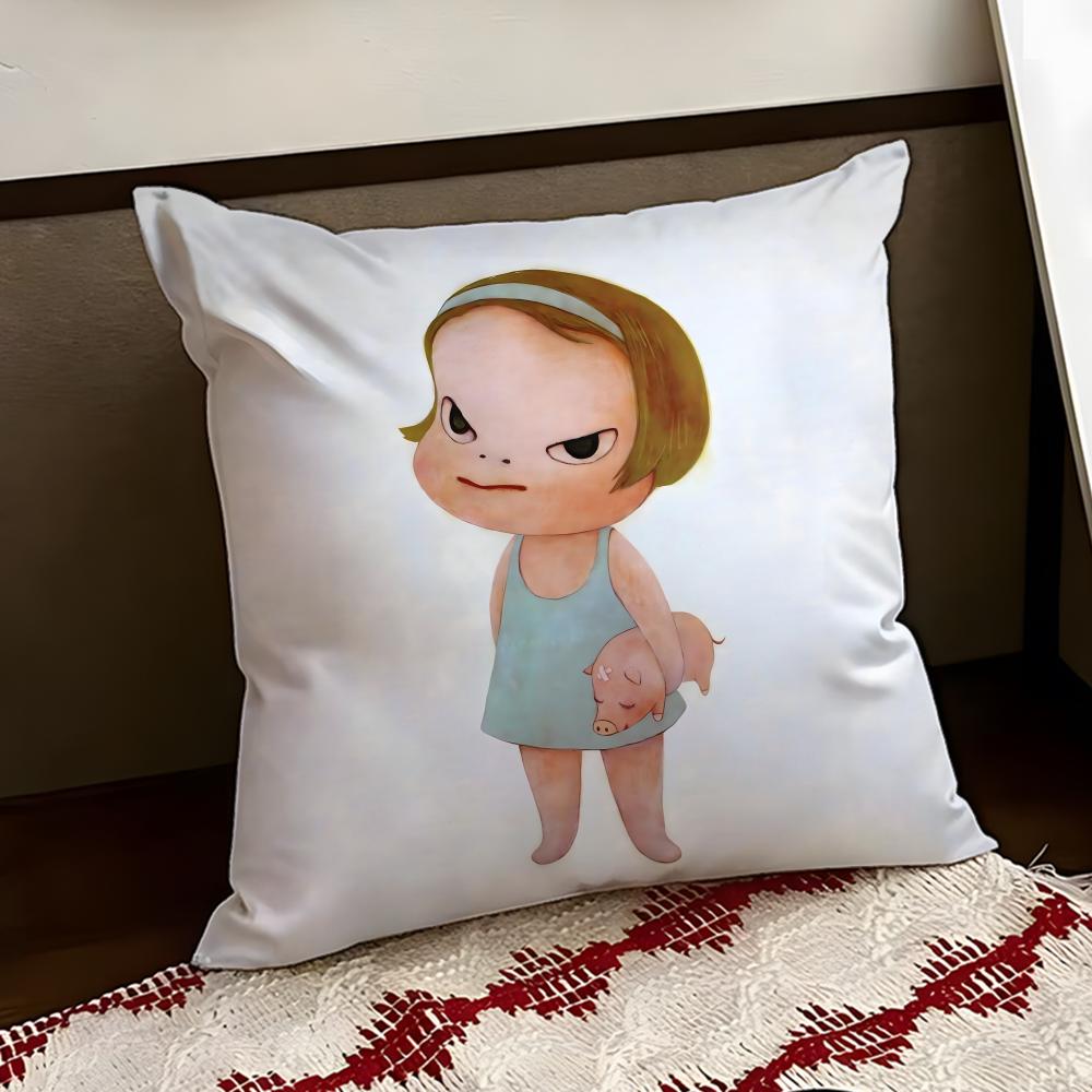 YYoshitomo Nara Art Cushion Cover Reversible Soft Durable Pillow Cover Home  Car MultiScene Use for Daily Comfort