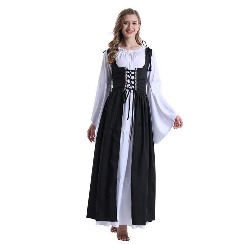 

Шикарное средневековое костюмное платье для женщин, изготовленное из высококачественного полиэстера, идеально подходит для вечеринок. XXL/3XL тёмно-синий