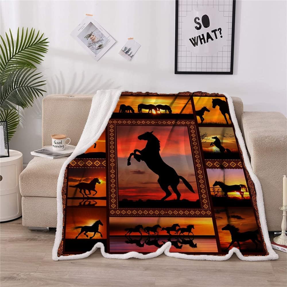 Animal Print Horse Blanket - Soft, Cozy Fleece Throw (50" X 60") for Couch, Bed, TV - Horse Lover