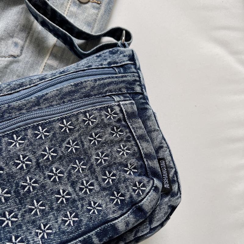 Women's Crossbody Bag Denim Bag Commuter Solid Color Shoulder Crossbody Bag