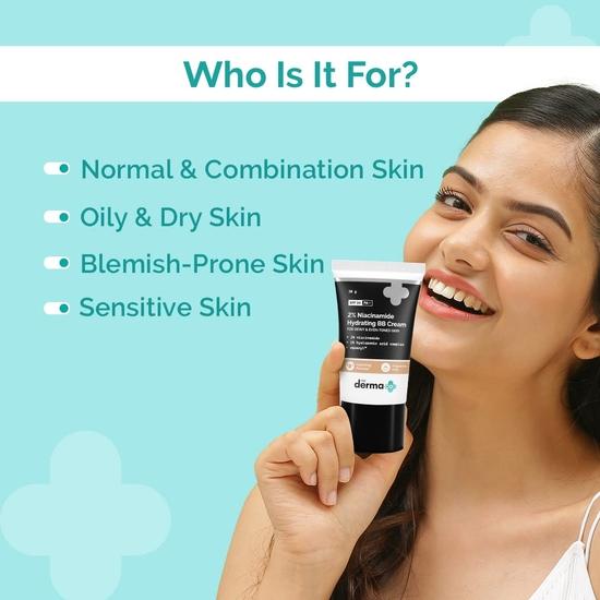 The Derma Co 2% Niacinamide Dewy, Radiant Hydrating All Skin Type Medium Coverage Bb Cream With Spf 30 Pa++ Enriched With 1% Hyaluronic Acid Complex