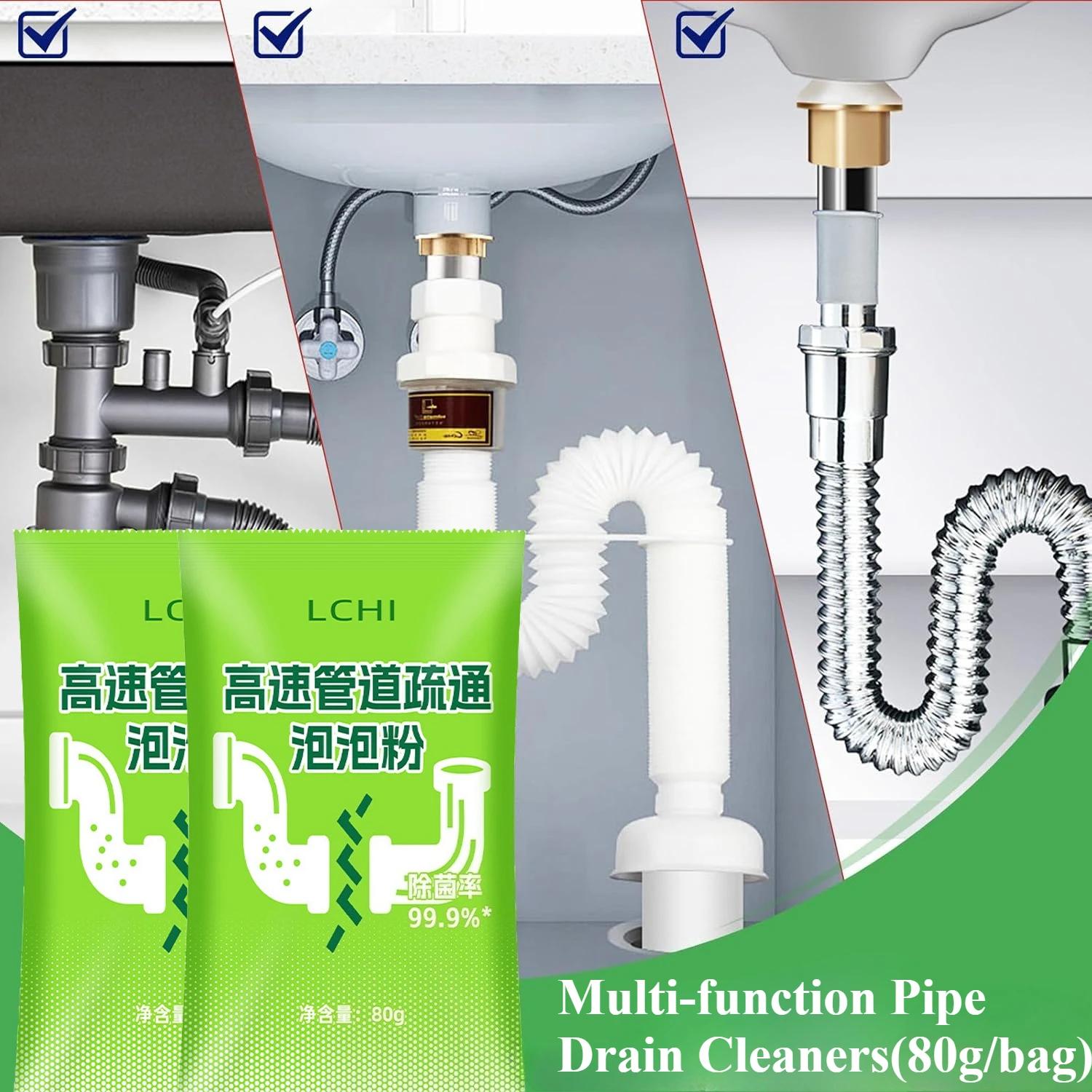 

80g/Bag Toilet Clog Remover Powder Fast Foaming Sink Drain Cleaner for Hair Grease Bathroom Kitchen Bowl Pipe Dredging Agent 1 Bag