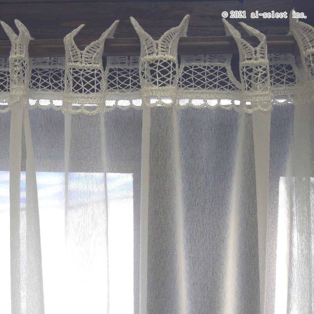 These beautiful lace cafe curtains are perfect for narrow blends seamlessly into any Perfect for short windows. [Approx. 100x45cm] Off-white room.