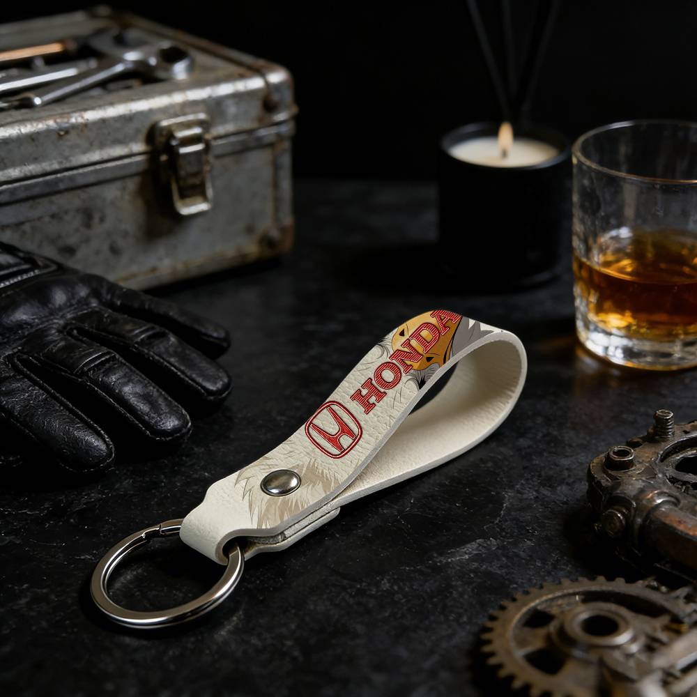 For Honda Soft PU Leather Motorcycle Keychain Lightweight Key Holder For Scooter Racing akp256