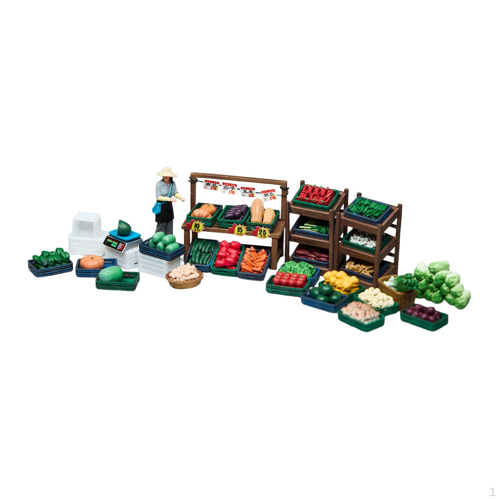 

1/64 Miniature Vegetable Stall Set,Realistic,Lightweight Creative Painted Photography Decor Sturdy