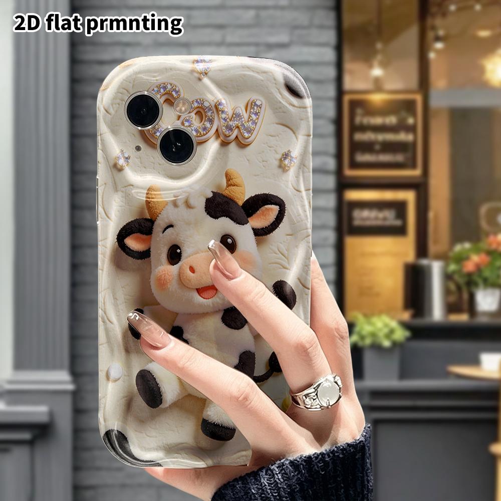 Phone Case: 2D Flat, Suitable for iPhone 18 17 16 15 14 13 12 Pro Protective Case, Phone Decoration, Black and White Cow Pattern, Halloween and Christ
