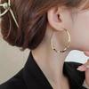 Retro Twist Metal Round Circle Dangle Earrings for Women Golden Copper Color Simple Drop Hoop Earring Geometry Statement Zircon