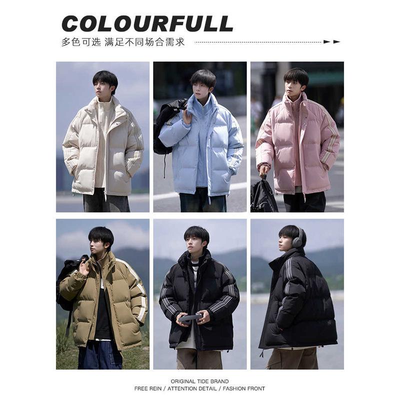 Fake two-piece stand-up collar cotton-padded jacket for men's winter 2025 new velvet and thickened cotton-padded jacket, warm cotton-padded