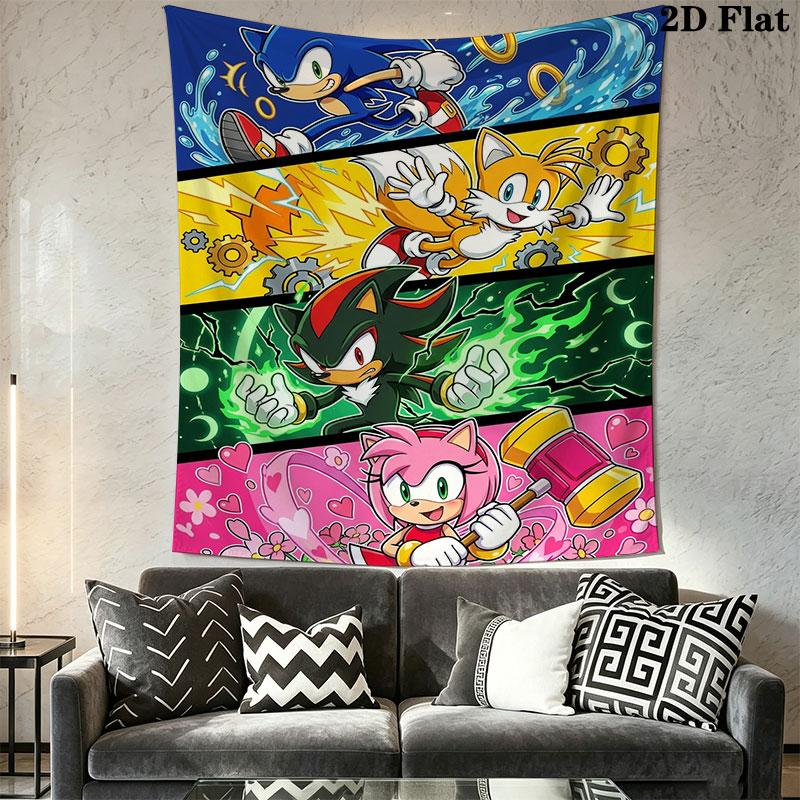 Hedgehog Sonic Soar Wall Hanging Printed Fabric Blanket Decorative Tapestries for Bedroom Living Room Home Decor