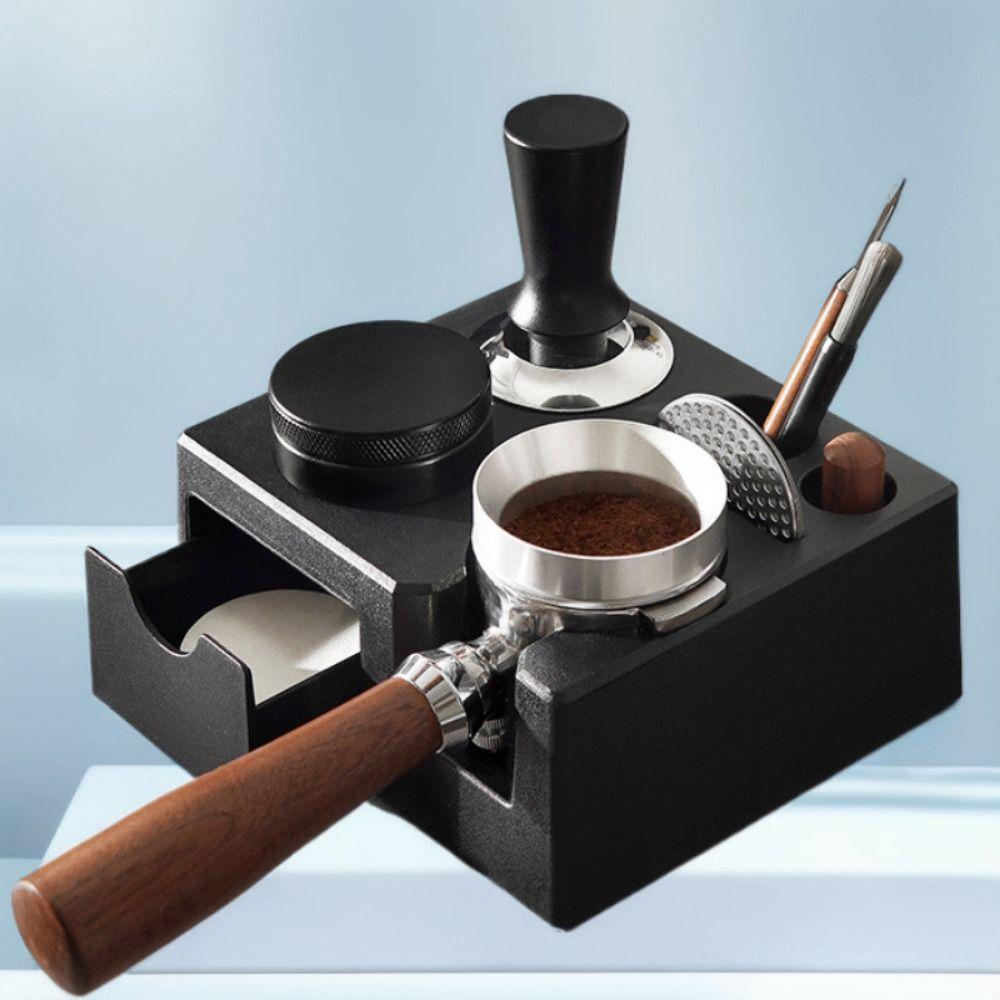 Non-slip Bottom Coffee Tamping Station with Storage Drawer Coffee Tamper  Stand  Home Brewing
